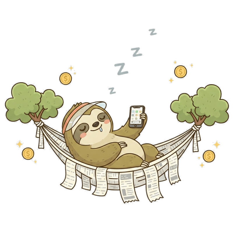 Ленивец Cashually спит в гамаке